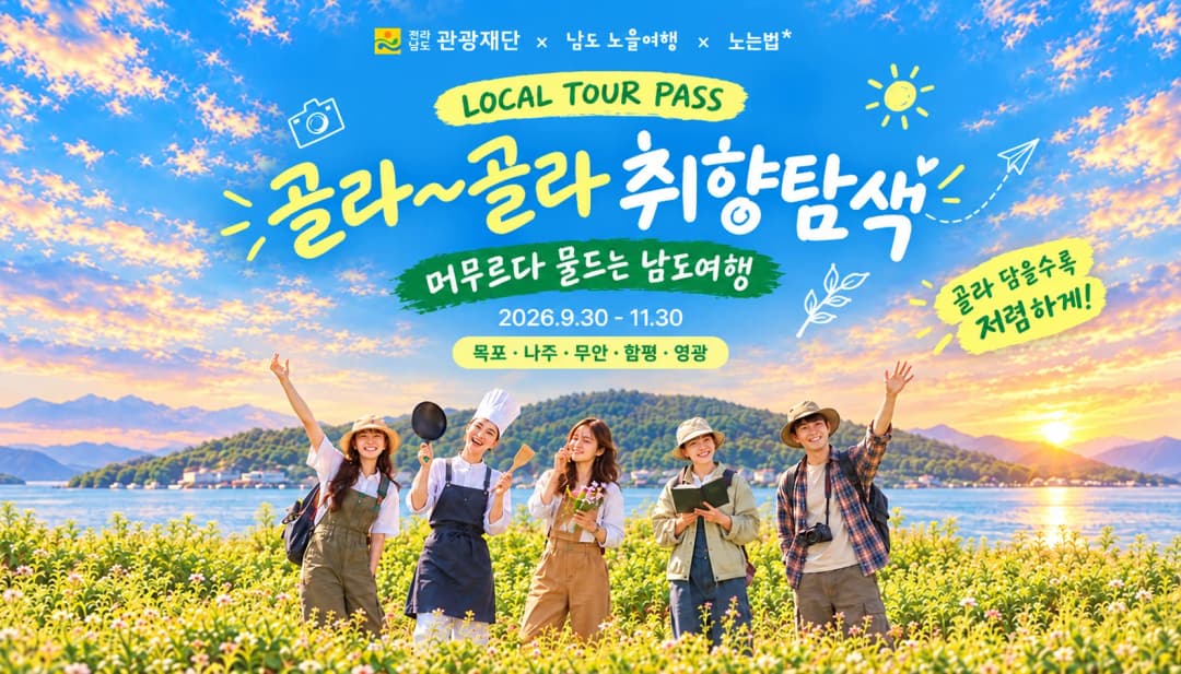 남도노을여행 로컬투어패스 기획전 홍보 포스터
